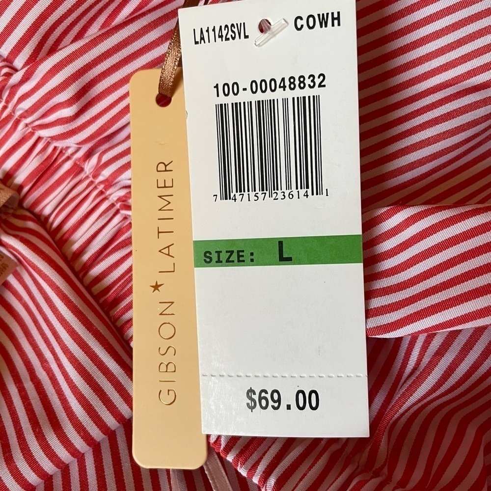 Gibson Latimer NWT red and white pinstripe shirt - Picture 4 of 6